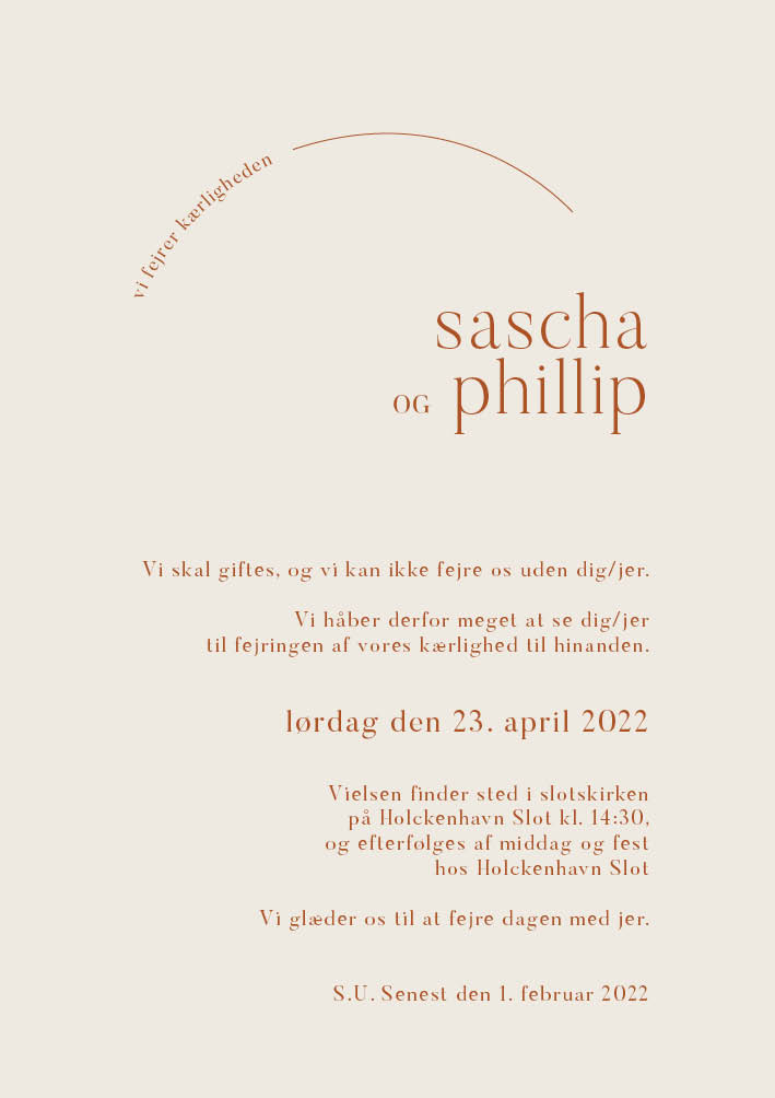 Bryllup - Sascha & Phillip Bryllupsinvitation